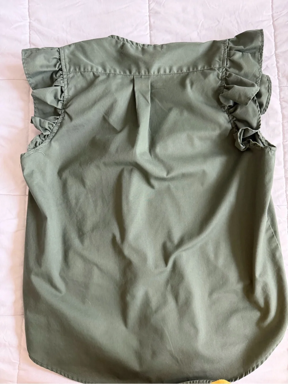 KMJ Ruffled Sleeve  Button-Front Top -  Green - Picture 8 of 14